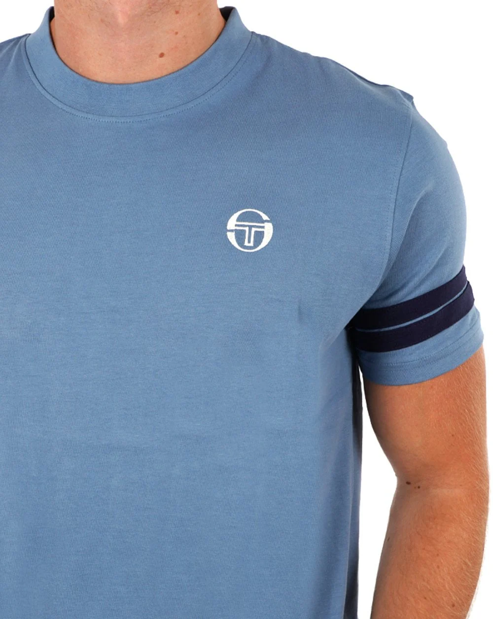 Sergio Tacchini 2 Stripe T Shirt Steel Blue - Image 2