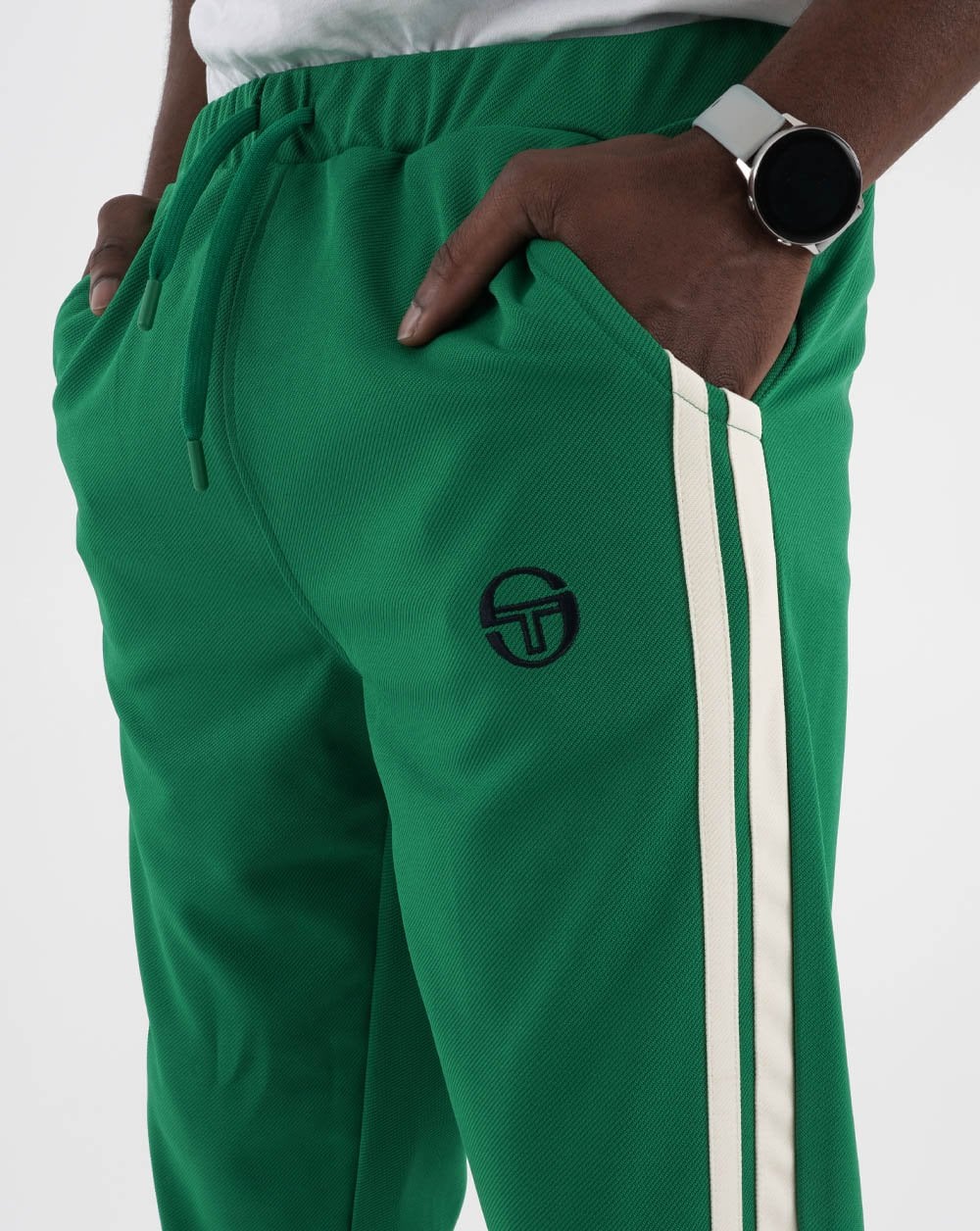 Sergio Tacchini 2 Stripe Track Pants Green/Gardenia - Image 2