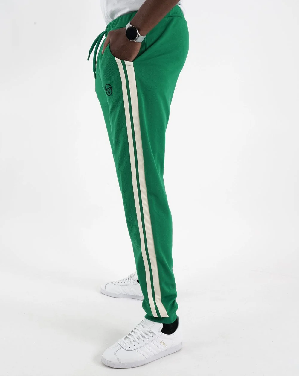 Sergio Tacchini 2 Stripe Track Pants Green/Gardenia - Image 3