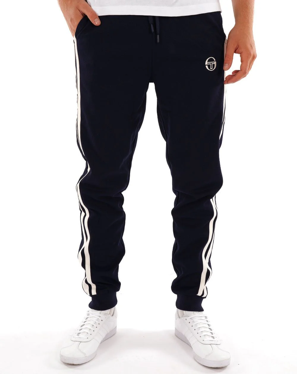 Sergio Tacchini 2 Stripe Track Pants Navy Gardenia - Image 2