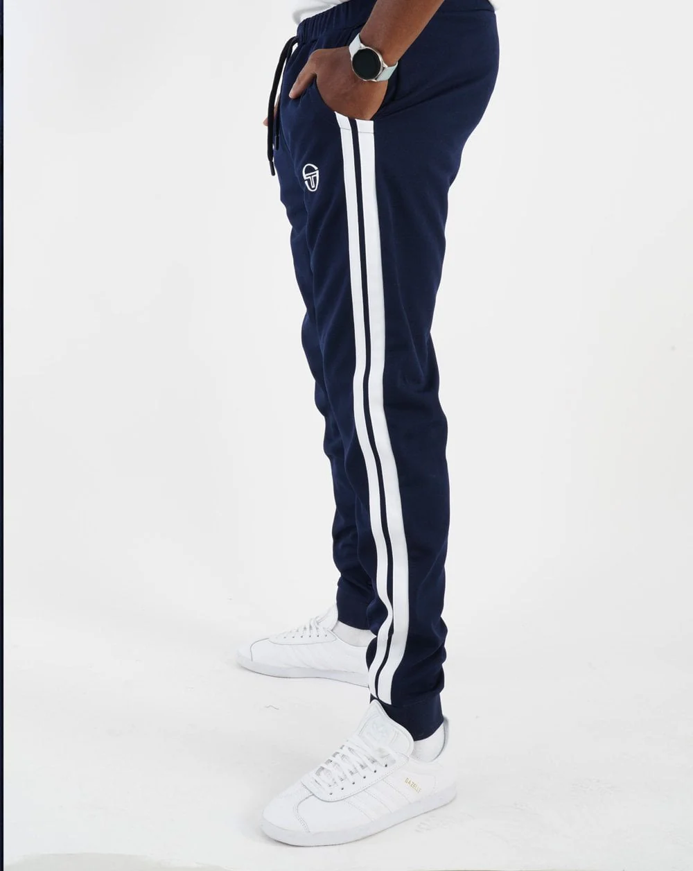 Sergio Tacchini 2 Stripe Track Pants Navy/White - Image 3