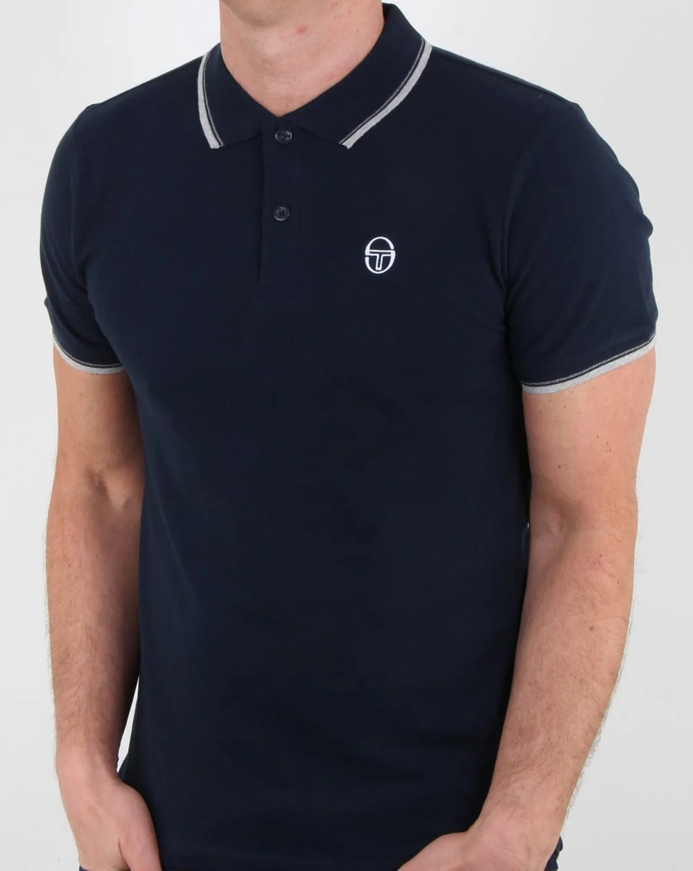 Sergio Tacchini 80s Tipped Polo Shirt Navy