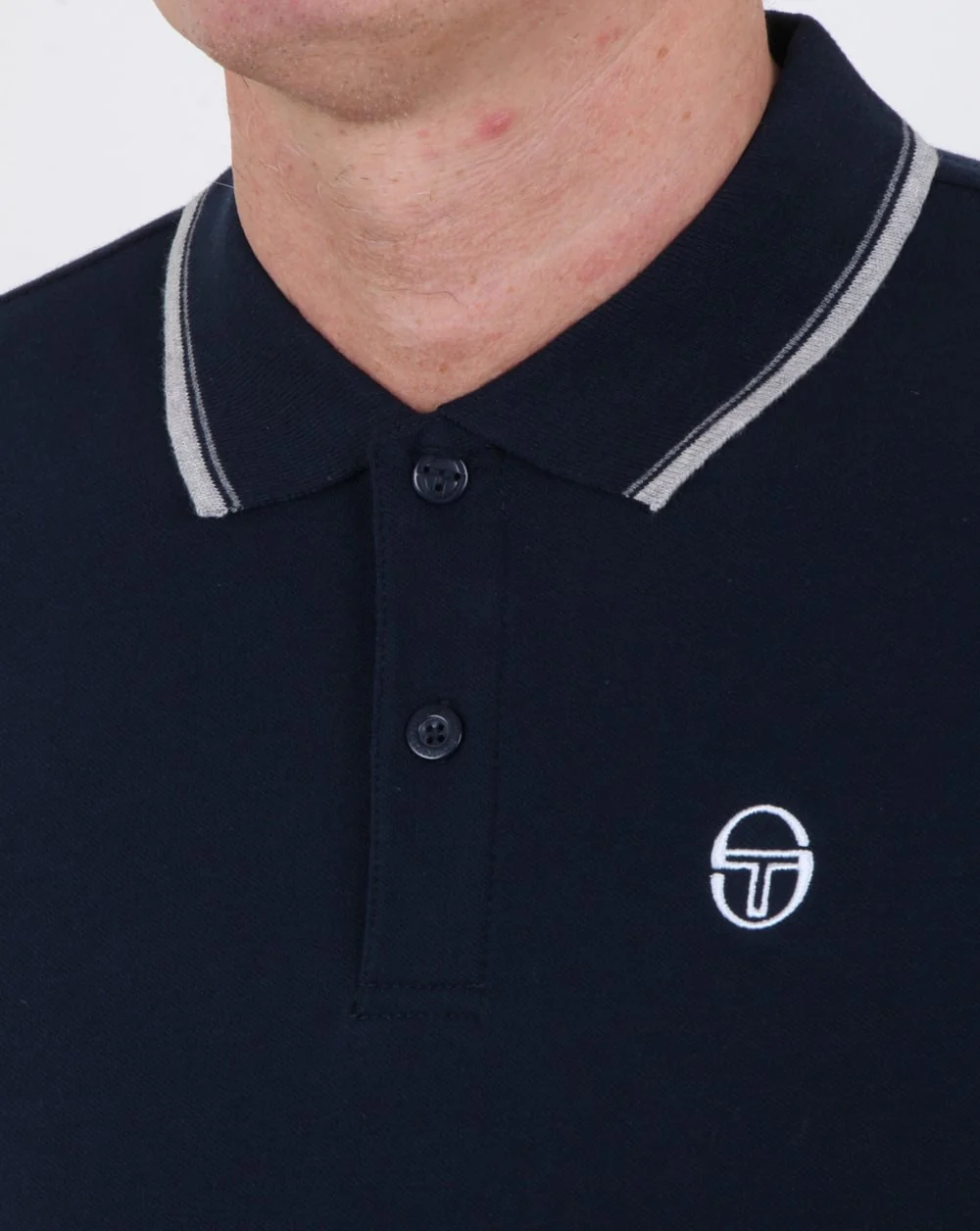 Sergio Tacchini 80s Tipped Polo Shirt Navy - Image 2