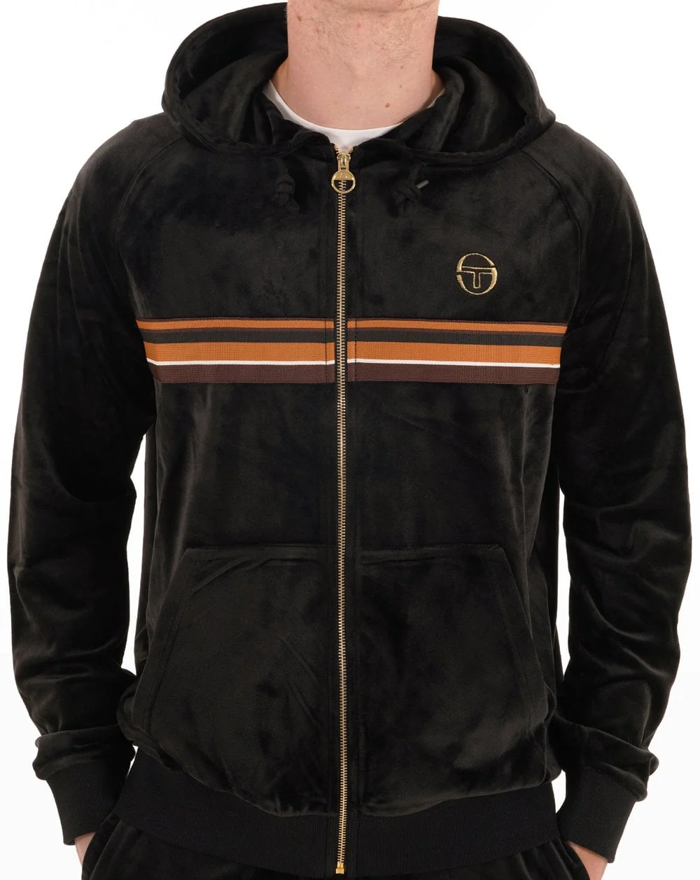 Sergio Tacchini Albi Velour Hooded Track Top Black