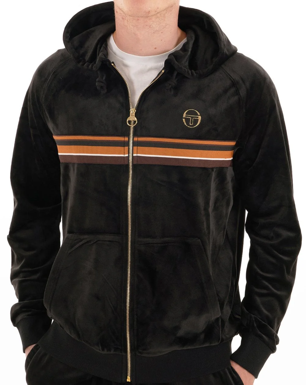 Sergio Tacchini Albi Velour Hooded Track Top Black - Image 2