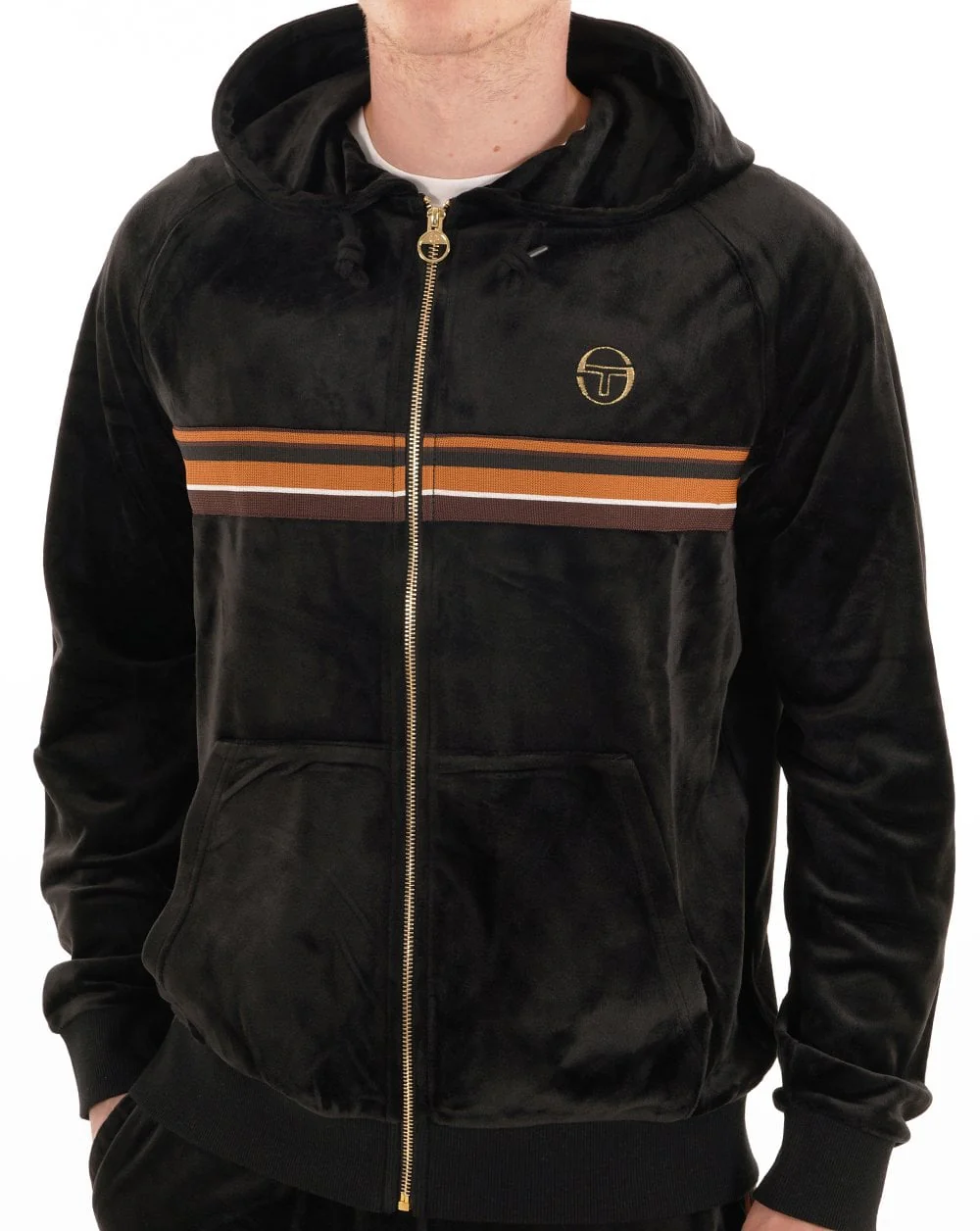 Sergio Tacchini Albi Velour Hooded Track Top Black - Image 3
