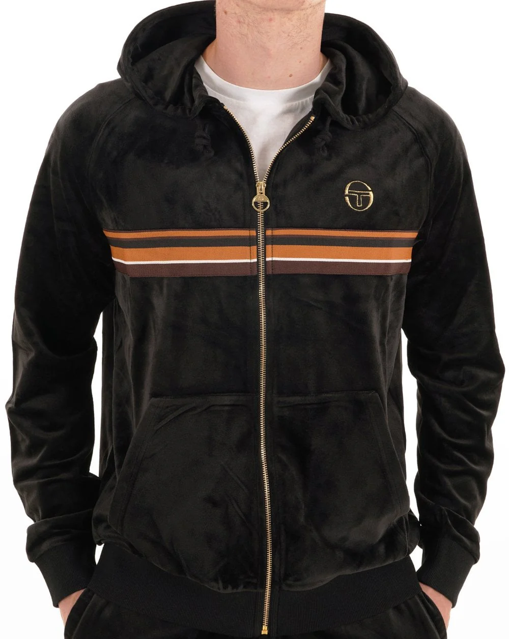 Sergio Tacchini Albi Velour Hooded Track Top Black - Image 4