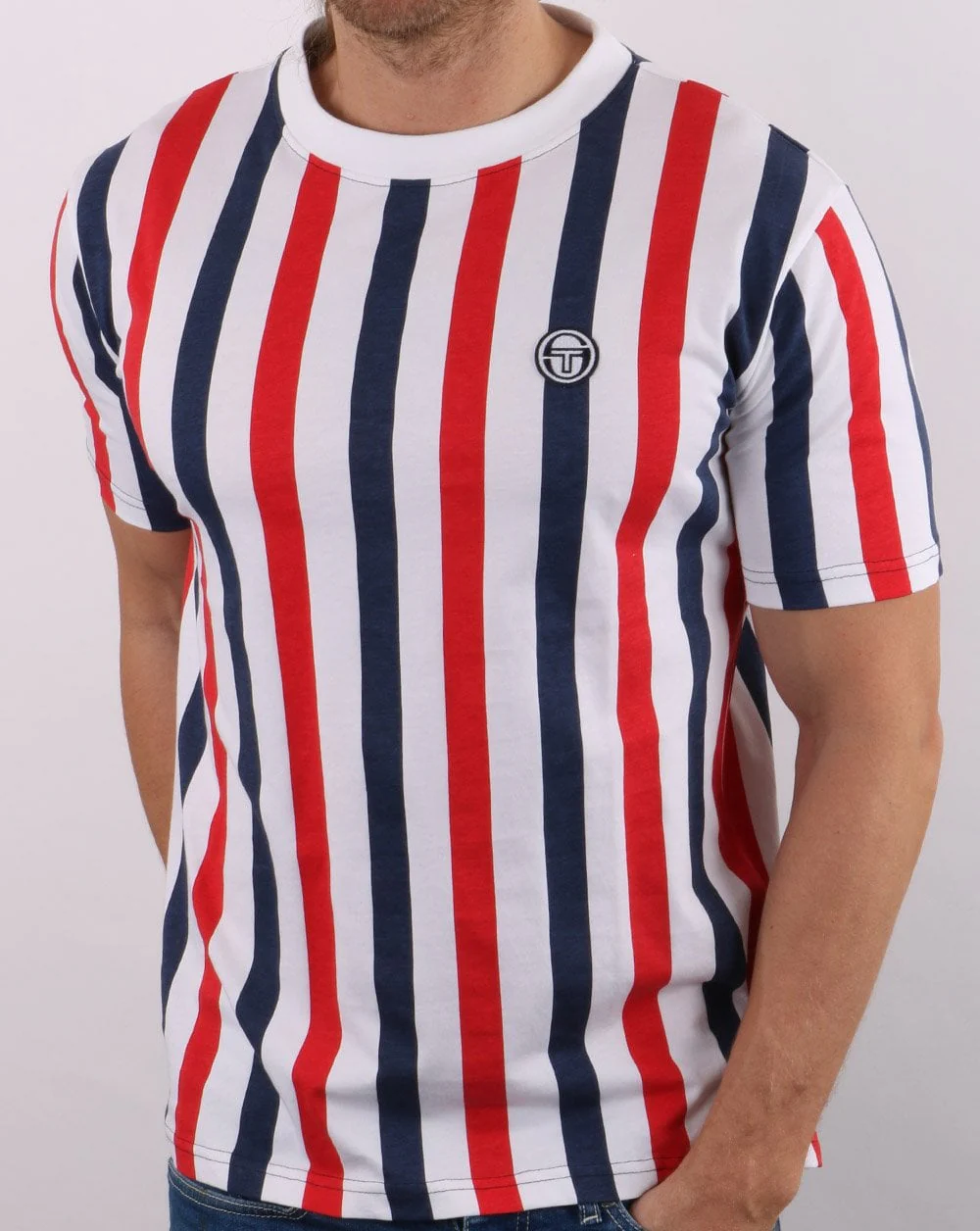 Sergio Tacchini Anzi T Shirt White/Red/Navy - Image 3