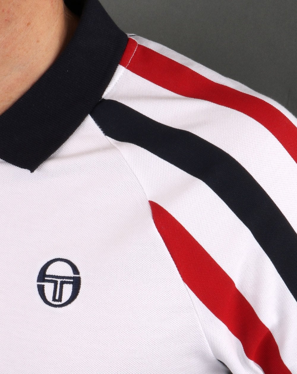 Sergio Tacchini Blow Polo Shirt White/Navy/Red - Image 3