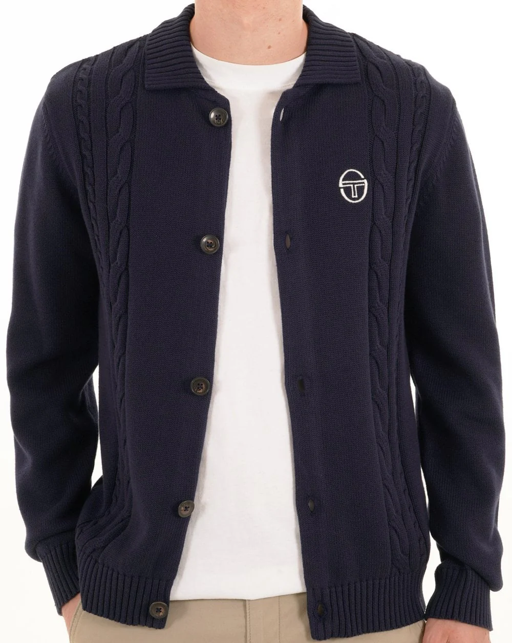 Sergio Tacchini Cable Knit Cardigan Navy - Image 3