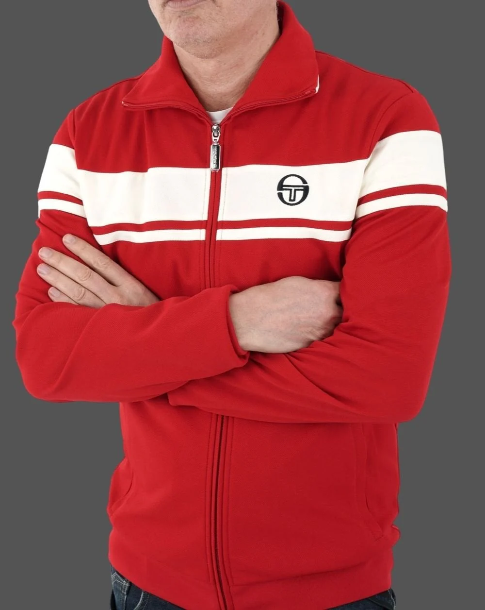 Sergio Tacchini Capomasters Track Top Red/Off White - Image 2