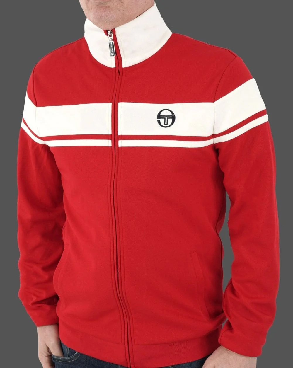 Sergio Tacchini Capomasters Track Top Red/Off White - Image 4