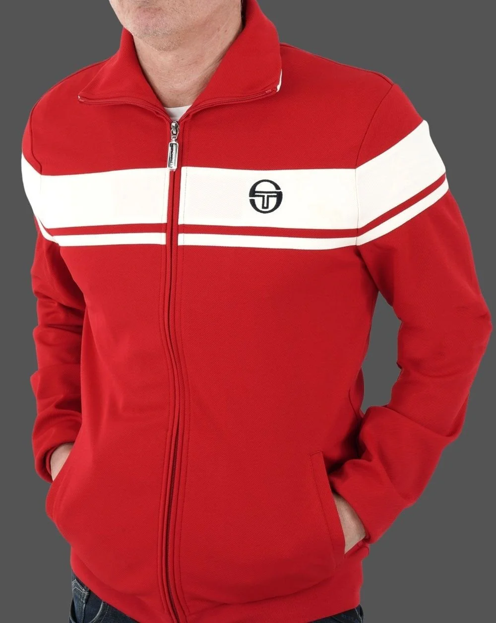 Sergio Tacchini Capomasters Track Top Red/Off White - Image 5