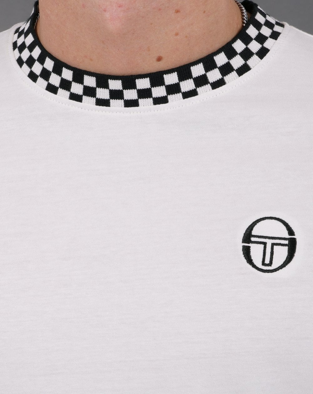 Sergio Tacchini check ringer T Shirt off white - Image 2