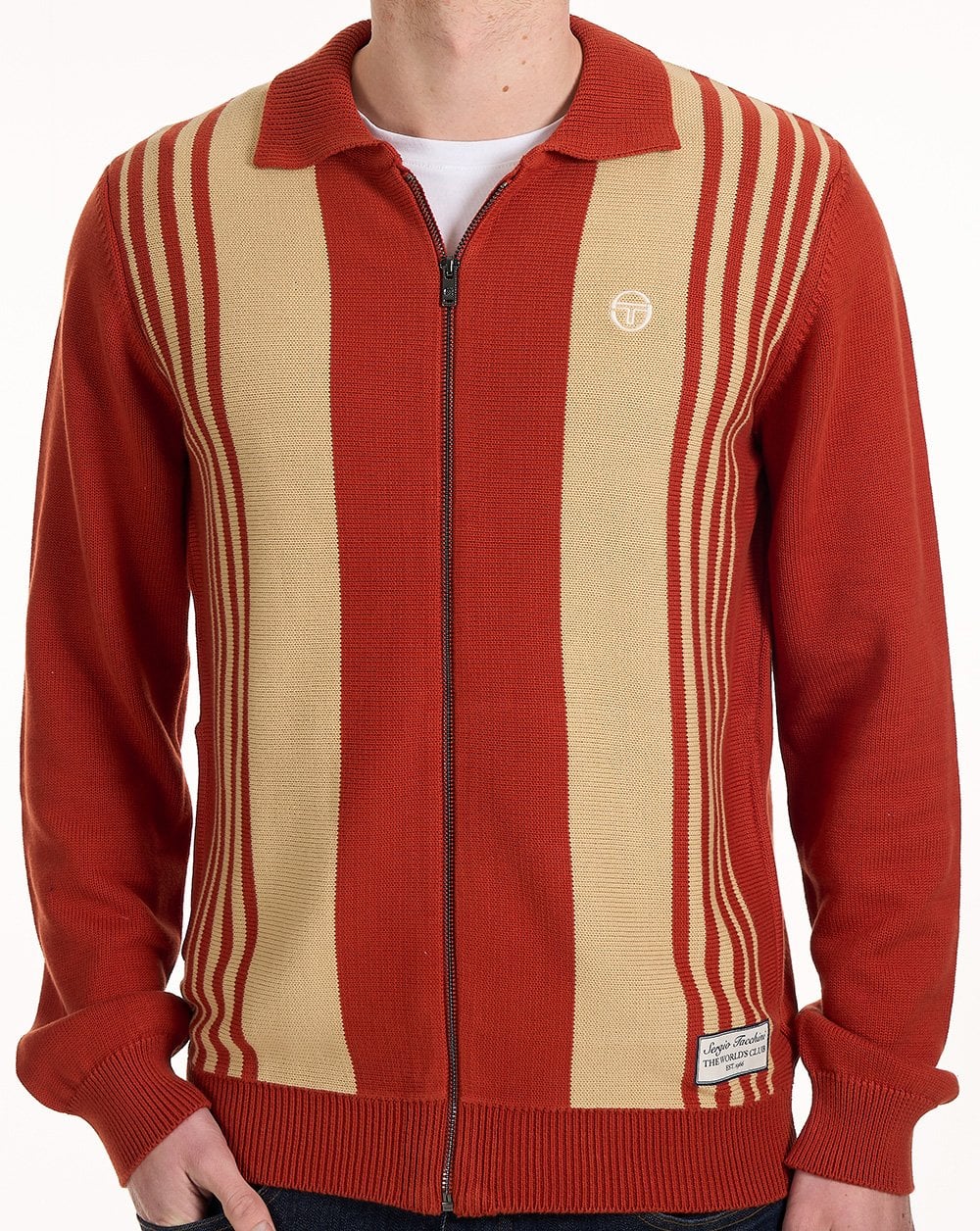 Sergio Tacchini Cipri Zip Cardigan Burnt Orange/Sand - Image 3