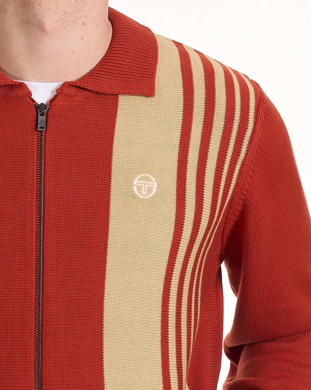 Sergio Tacchini Cipri Zip Cardigan Burnt Orange/Sand - Image 4