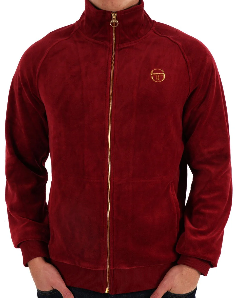 Sergio Tacchini Classic Velour Track Top Deep Red
