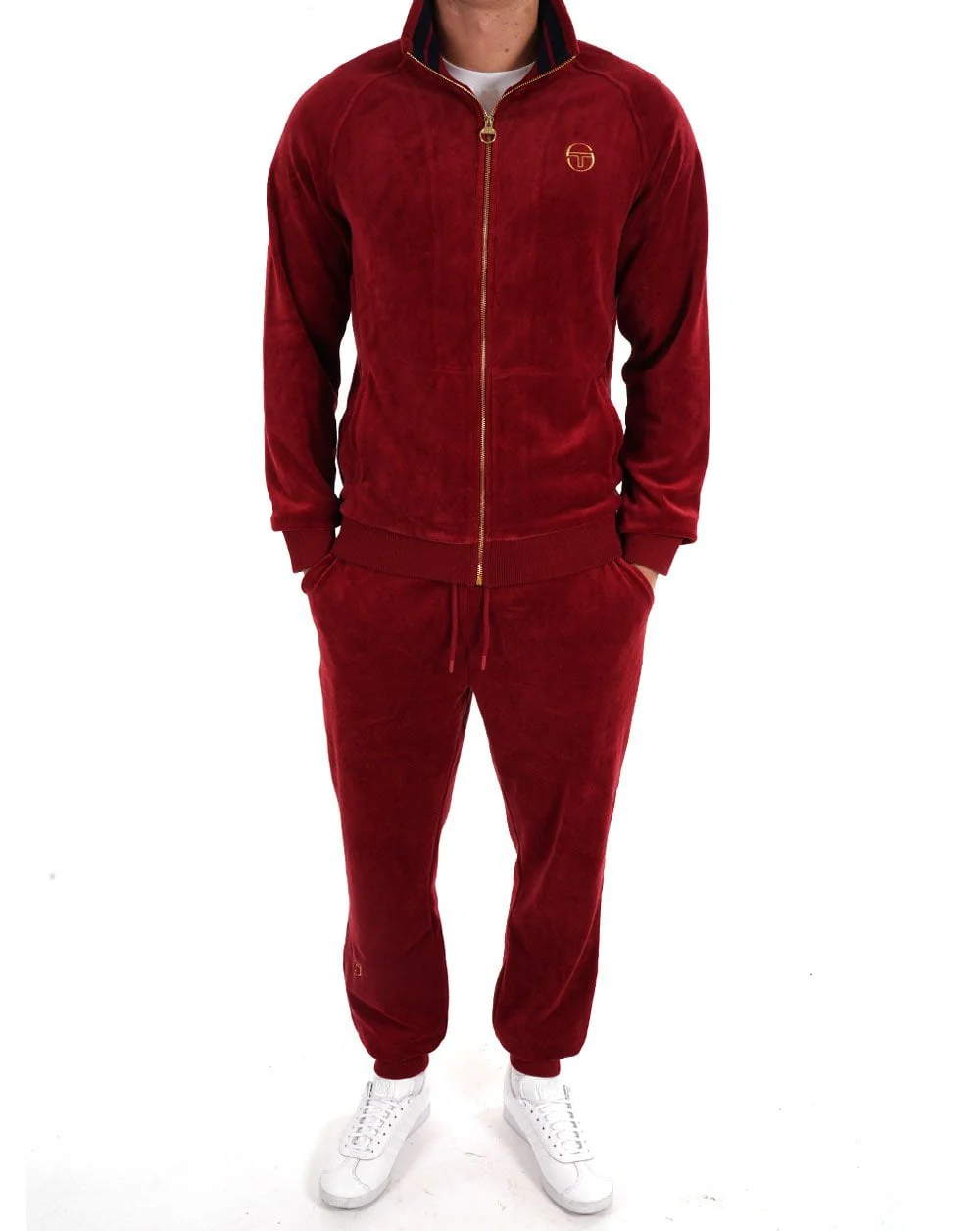 Sergio Tacchini Classic Velour Track Top Deep Red - Image 4