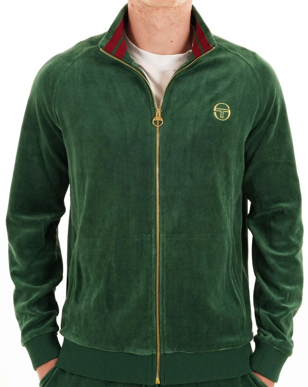 Sergio Tacchini Classic Velour Track Top Green - Image 2