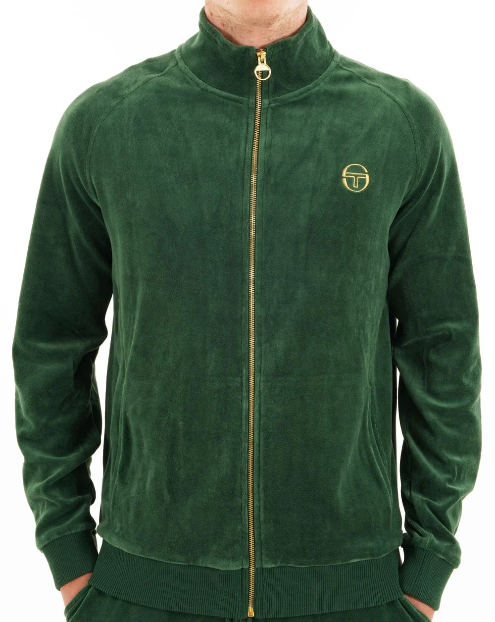 Sergio Tacchini Classic Velour Track Top Green - Image 3