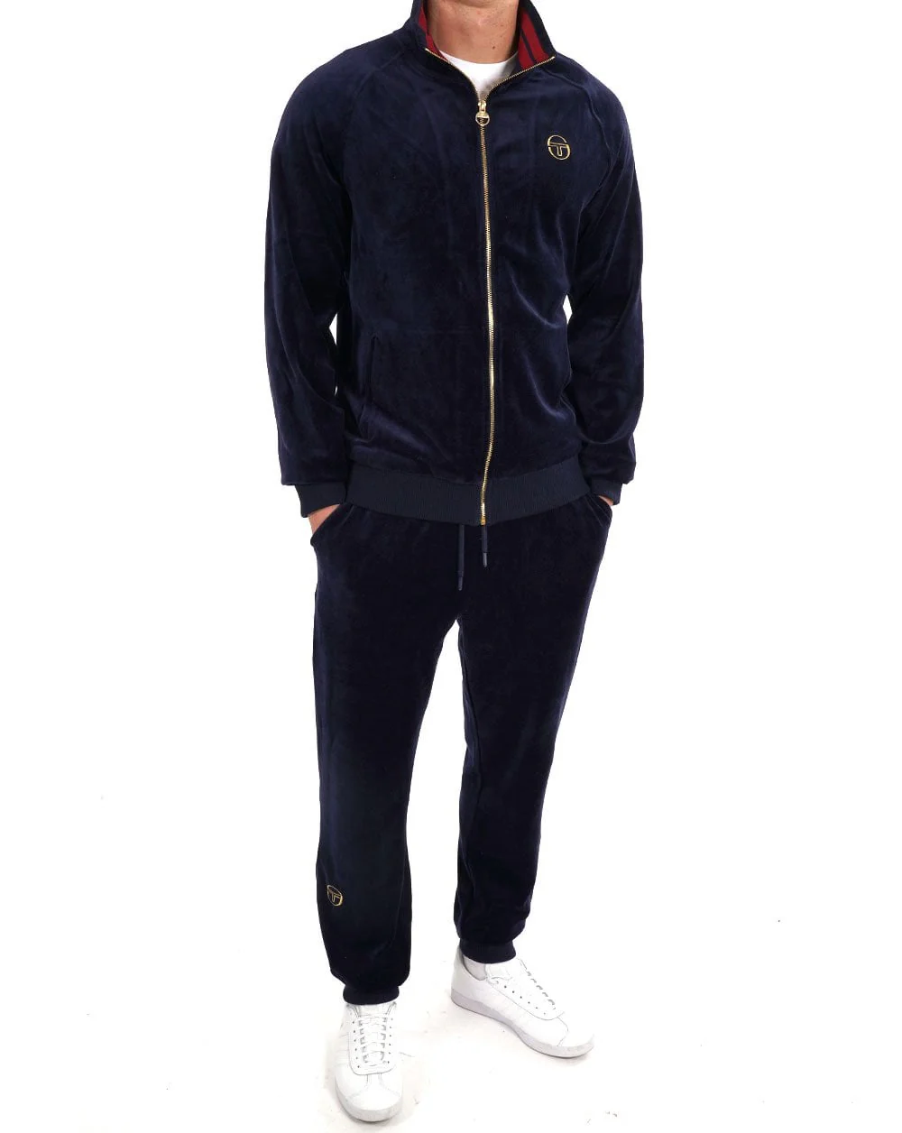 Sergio Tacchini Classic Velour Track Top Navy - Image 2