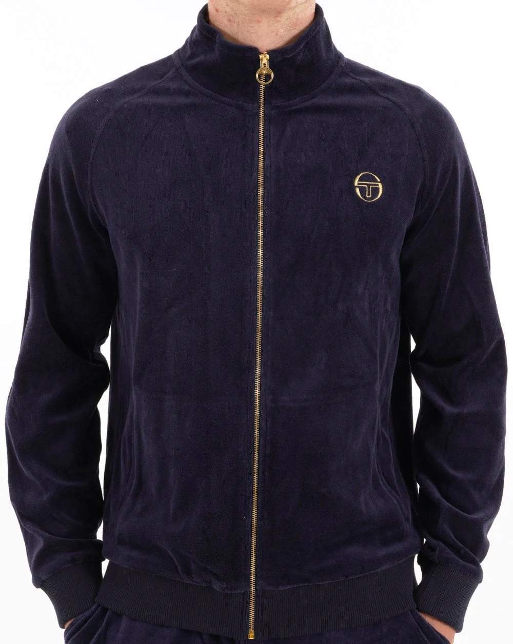 Sergio Tacchini Classic Velour Track Top Navy Blue - Image 3