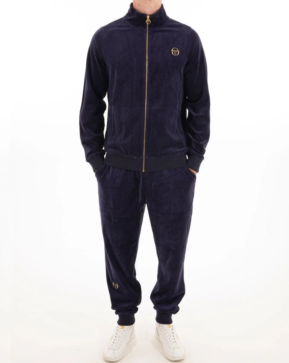 Sergio Tacchini Classic Velour Track Top Navy Blue - Image 4