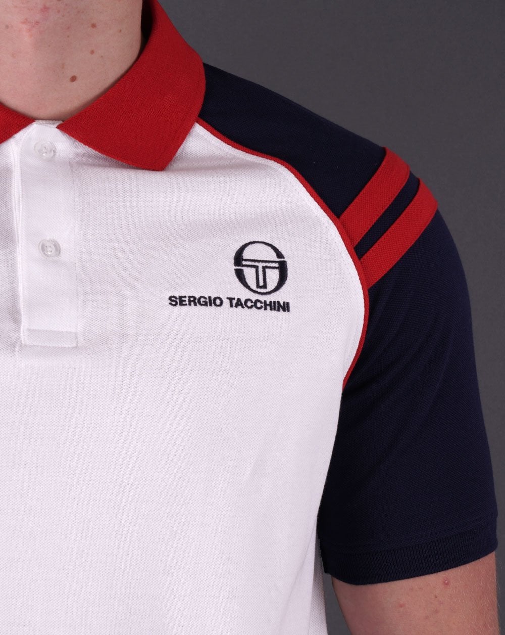 Sergio Tacchini Cortona Polo Shirt White/Navy Blue - Image 3