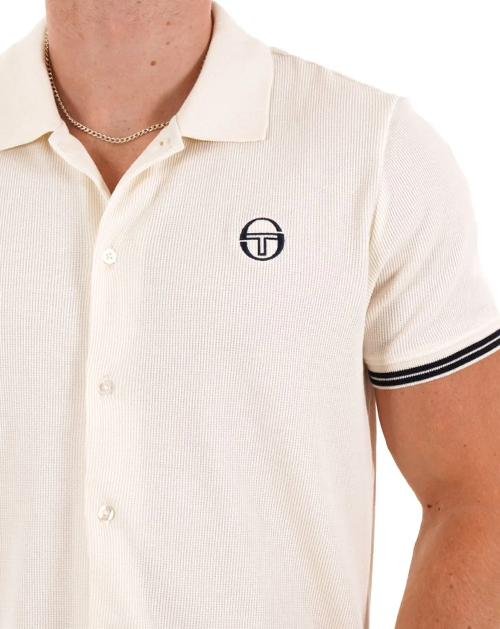Sergio Tacchini Full Button Polo Shirt Gardenia - Image 2