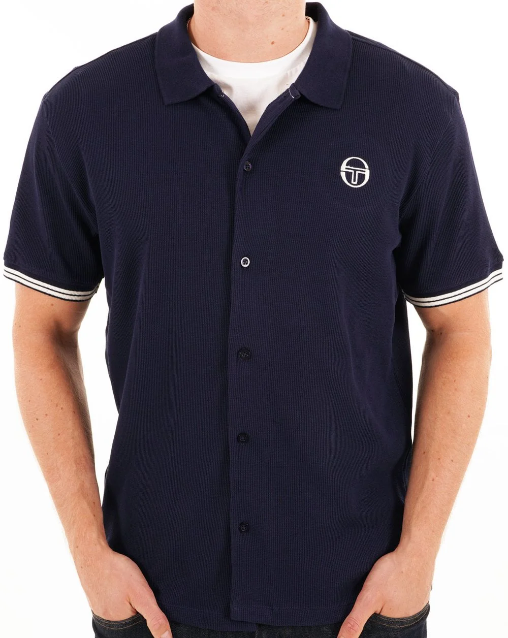 Sergio Tacchini Full Button Polo Shirt Navy