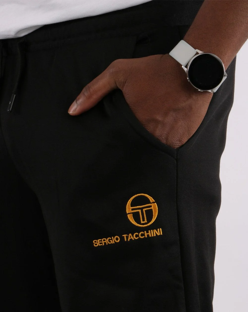 Sergio Tacchini Cuffed Track Pants Black/Gold - Image 2