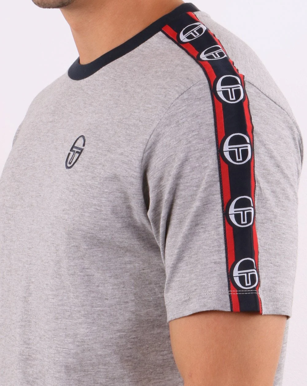 Sergio Tacchini Dahoma T Shirt Grey Melange/Navy - Image 2