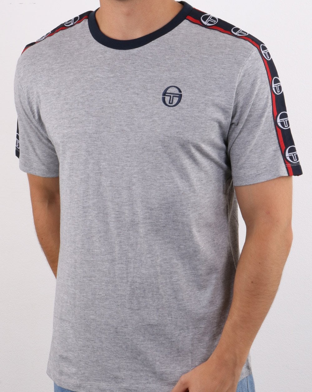 Sergio Tacchini Dahoma T Shirt Grey Melange/Navy - Image 3