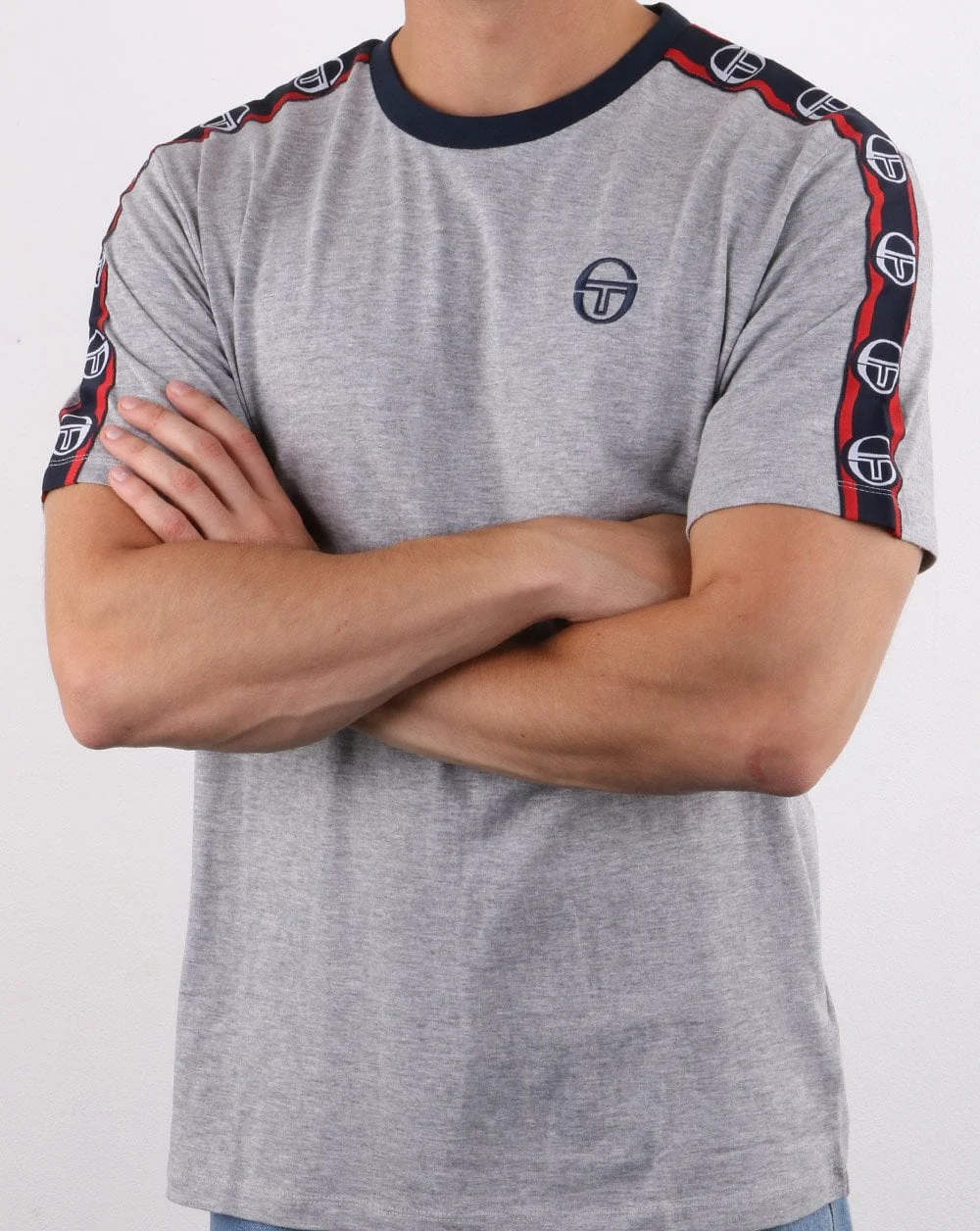 Sergio Tacchini Dahoma T Shirt Grey Melange/Navy - Image 4