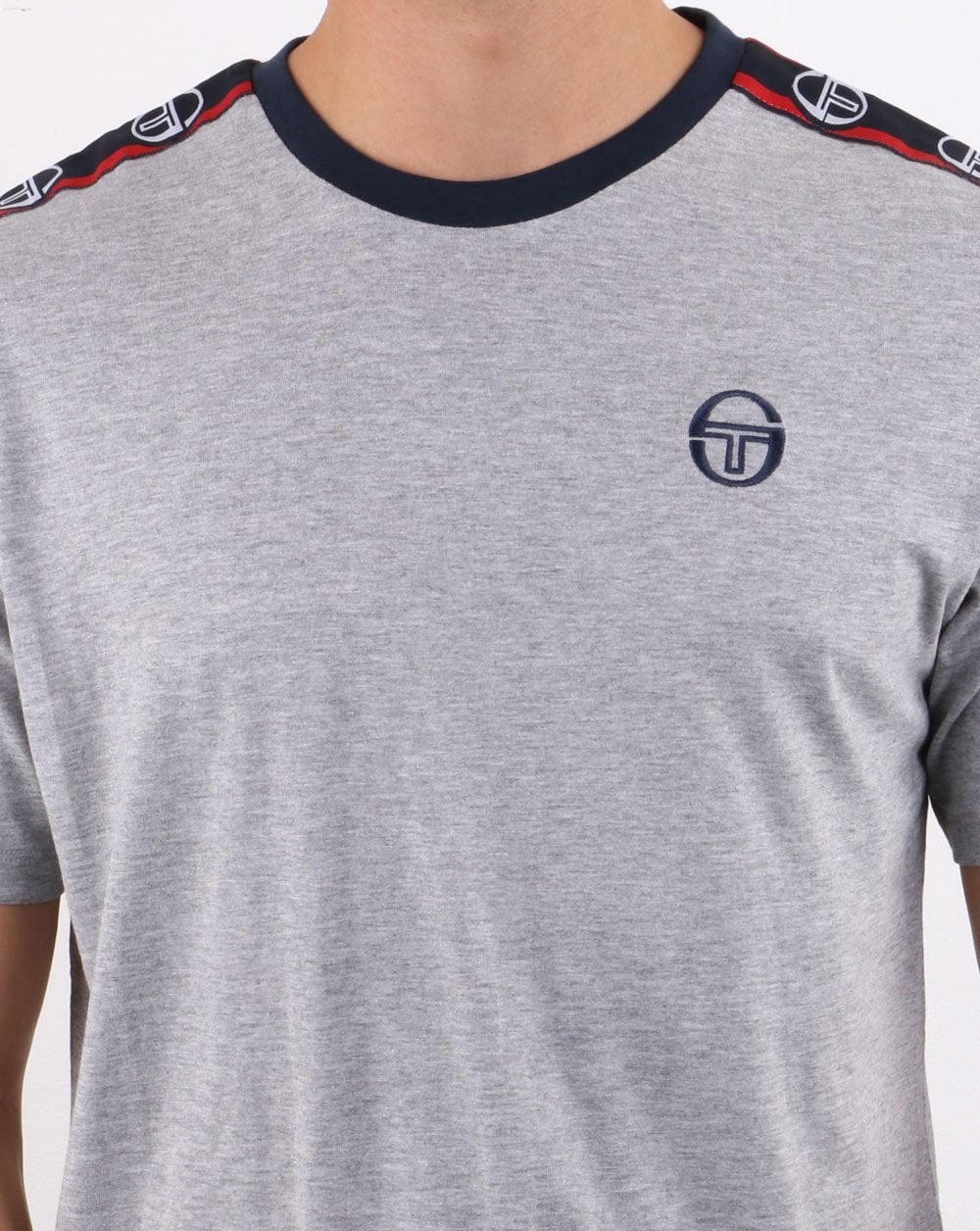 Sergio Tacchini Dahoma T Shirt Grey Melange/Navy - Image 5