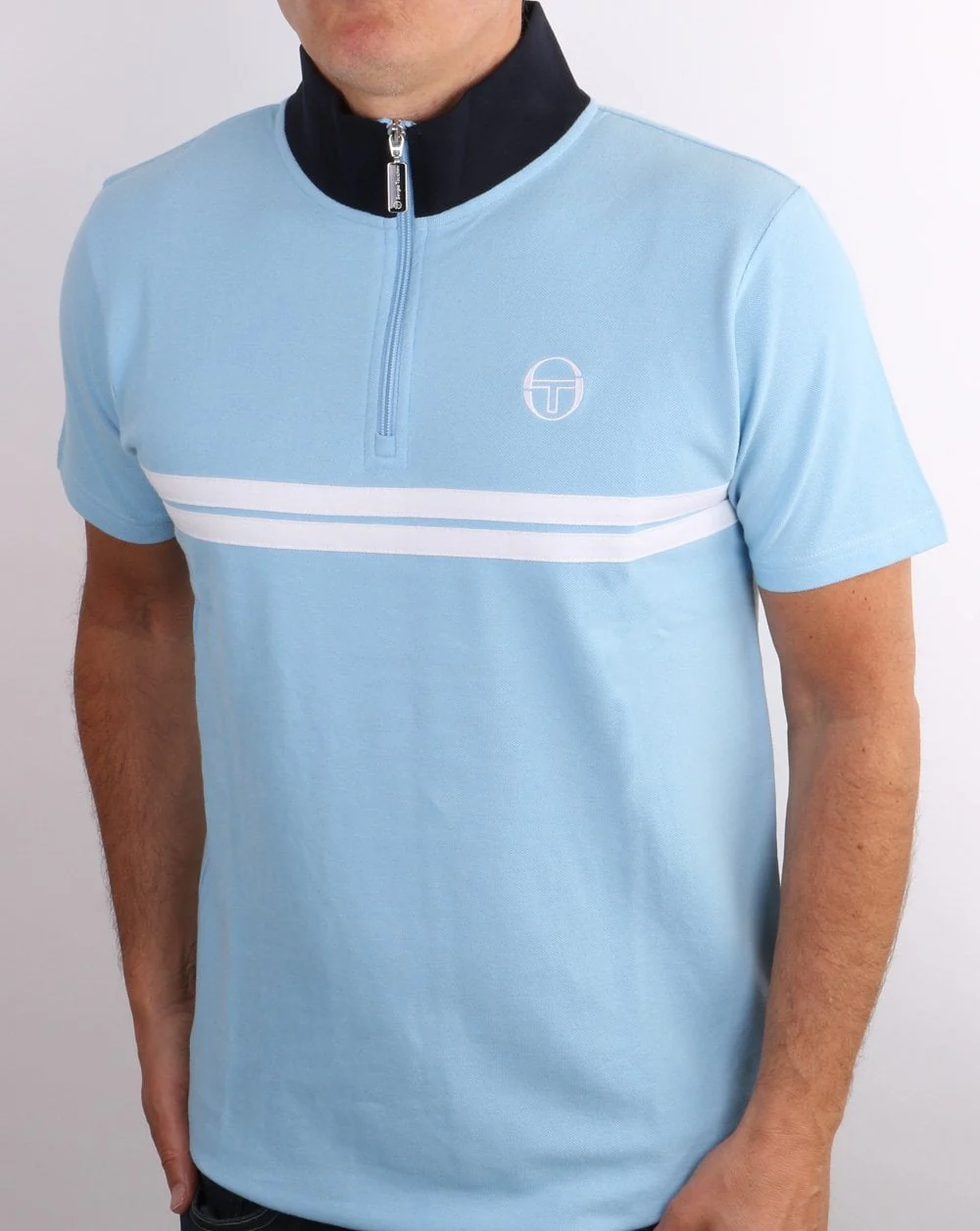 Sergio Tacchini Dallas 1/4 Zip Polo Sky Blue - Image 3