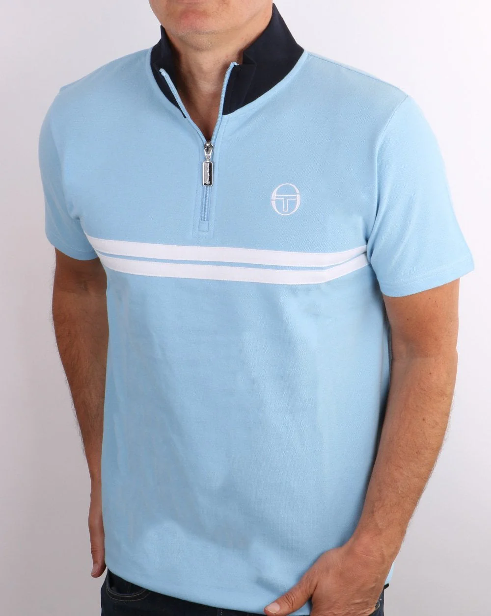 Sergio Tacchini Dallas 1/4 Zip Polo Sky Blue - Image 4