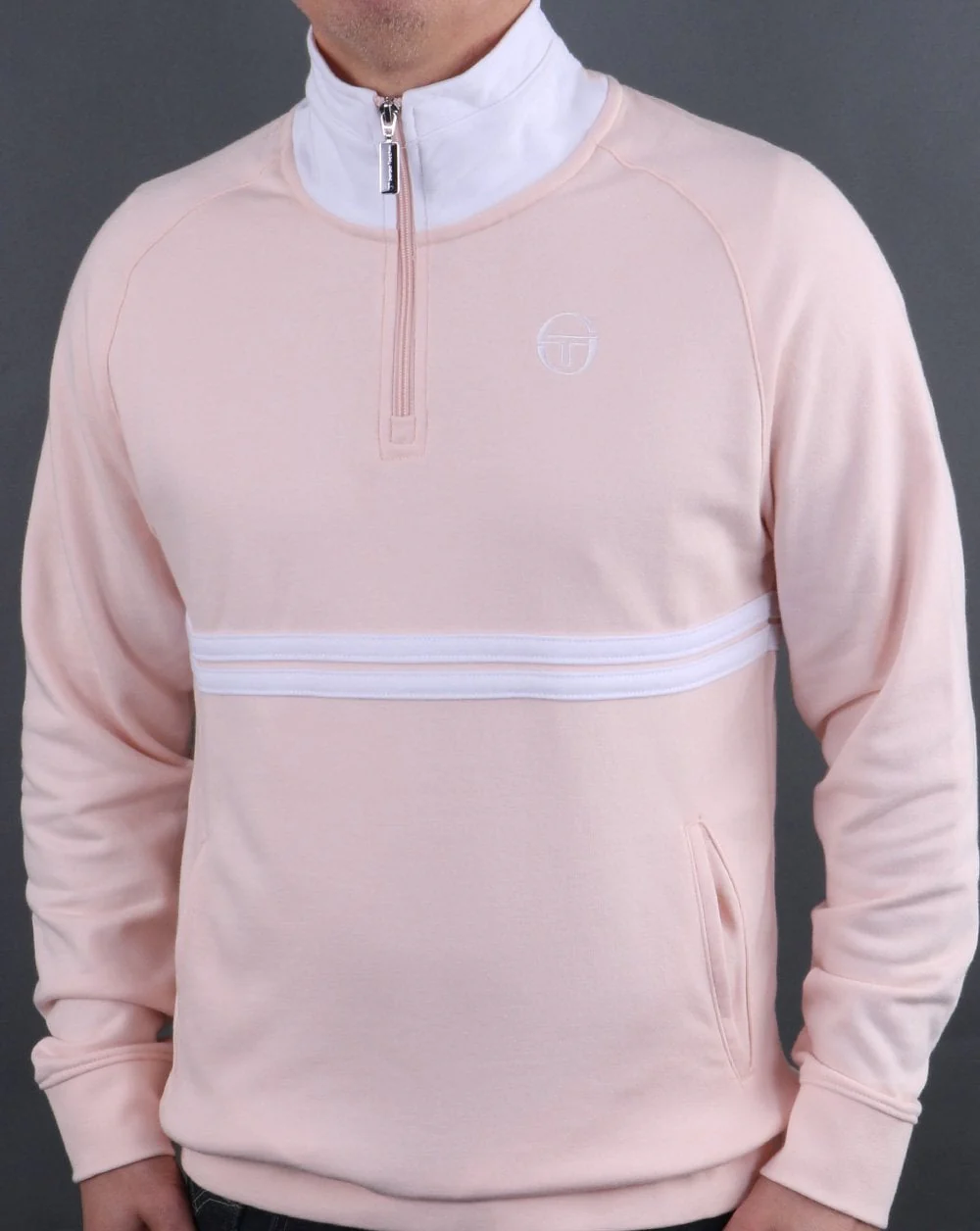 Sergio Tacchini Dallas 1/4 Zip Track Top pink/white - Image 2