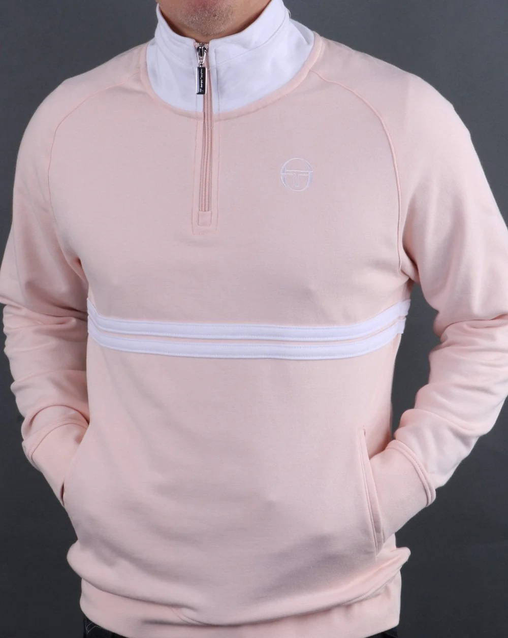 Sergio Tacchini Dallas 1/4 Zip Track Top pink/white - Image 3