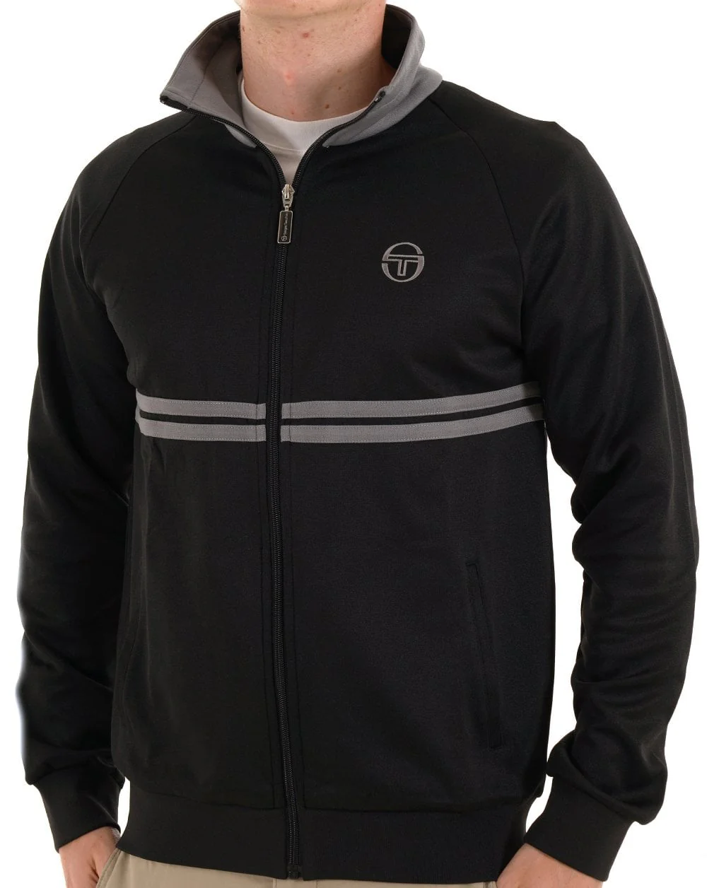 Sergio Tacchini Dallas Track Top Black Grey - Image 3