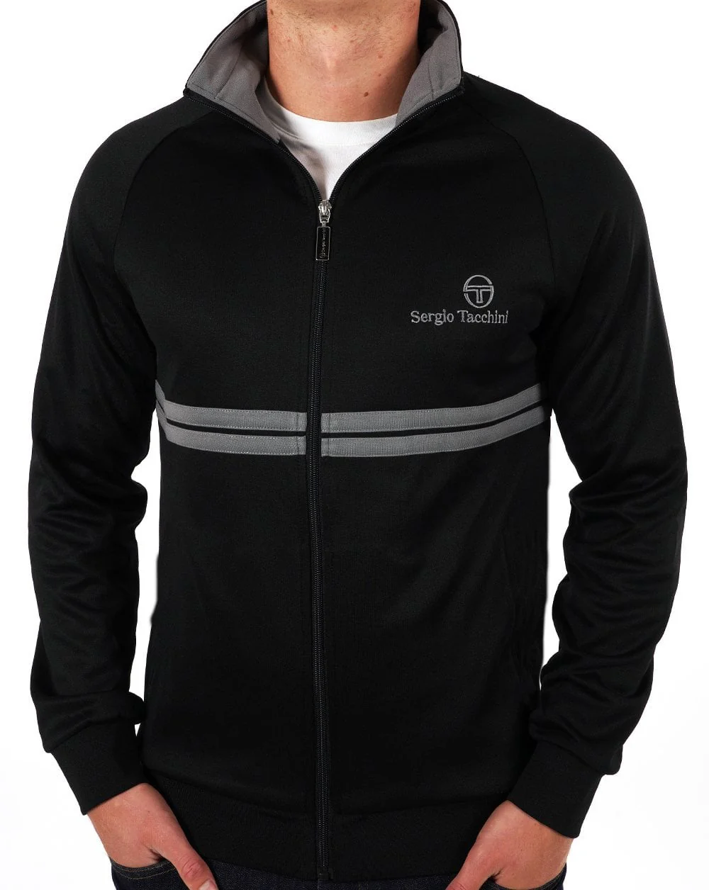 Sergio Tacchini Dallas Track Top Black Grey - Image 2