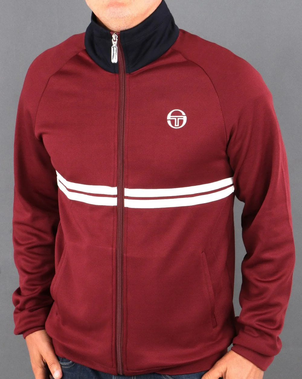 Sergio Tacchini Dallas Track Top Burgundy/navy - Image 2