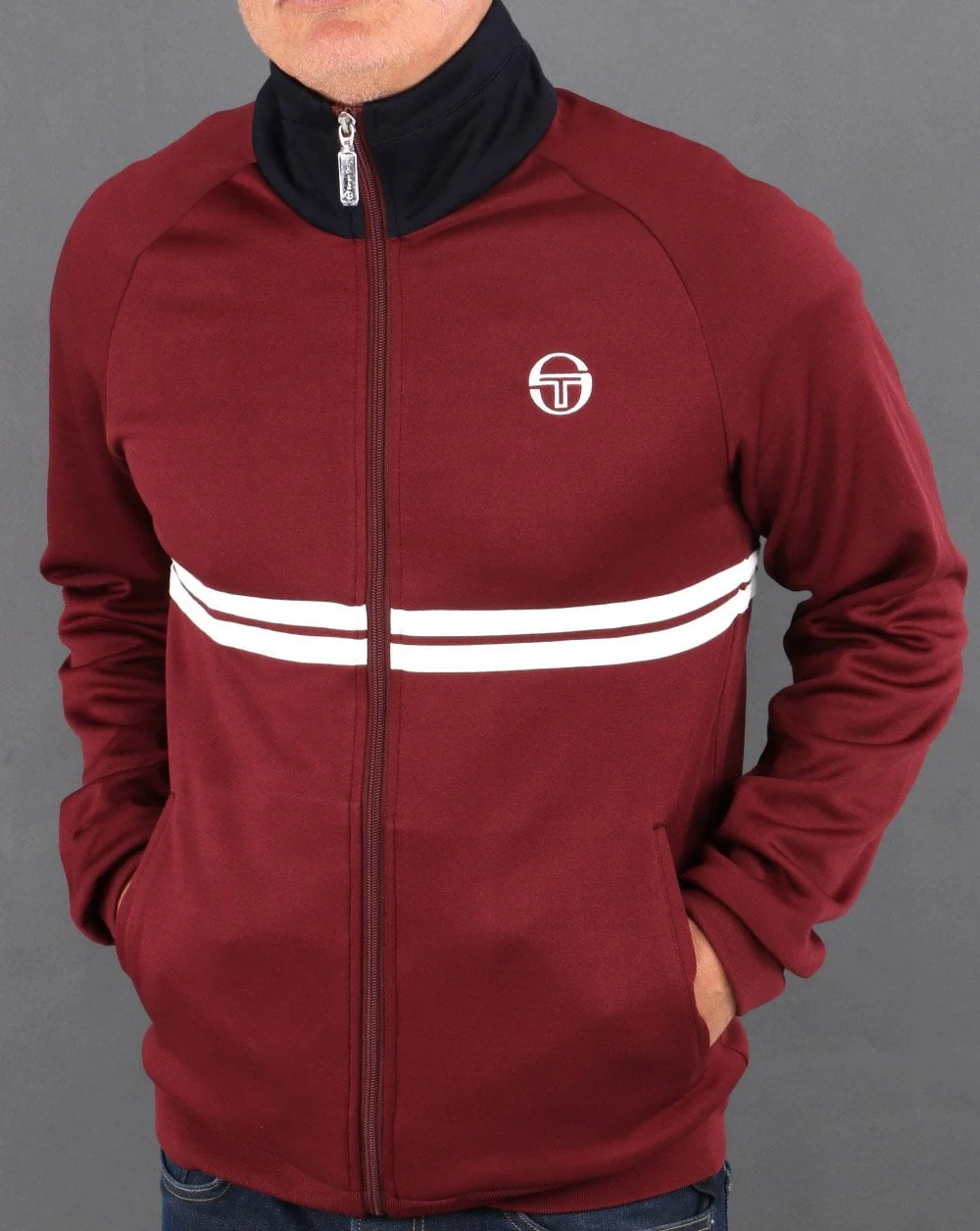 Sergio Tacchini Dallas Track Top Burgundy/navy - Image 3