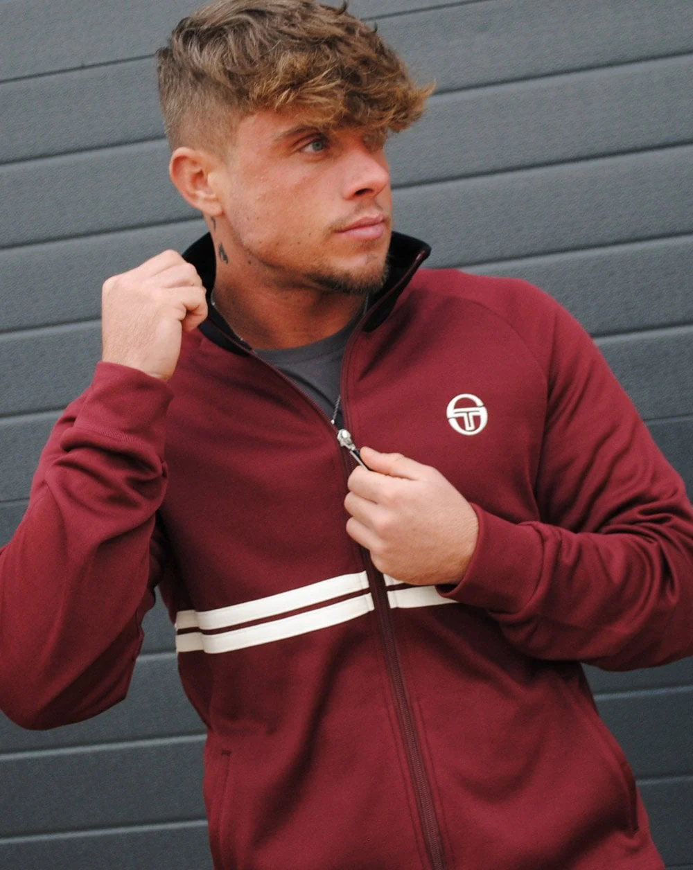 Sergio Tacchini Dallas Track Top Burgundy/navy - Image 4