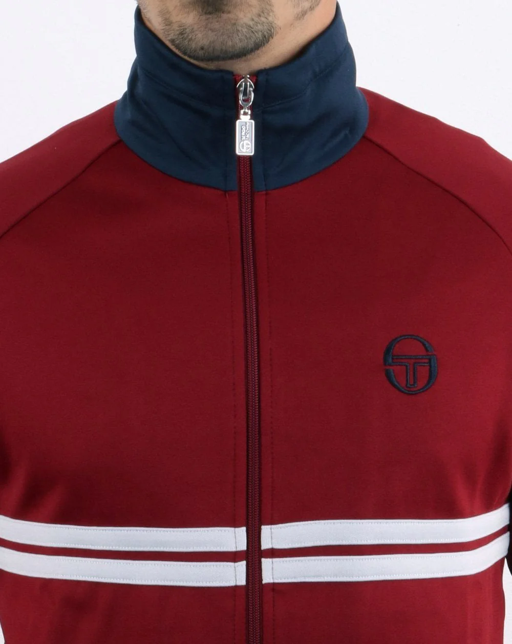 Sergio Tacchini Dallas Track Top Burgundy Red/Navy - Image 2