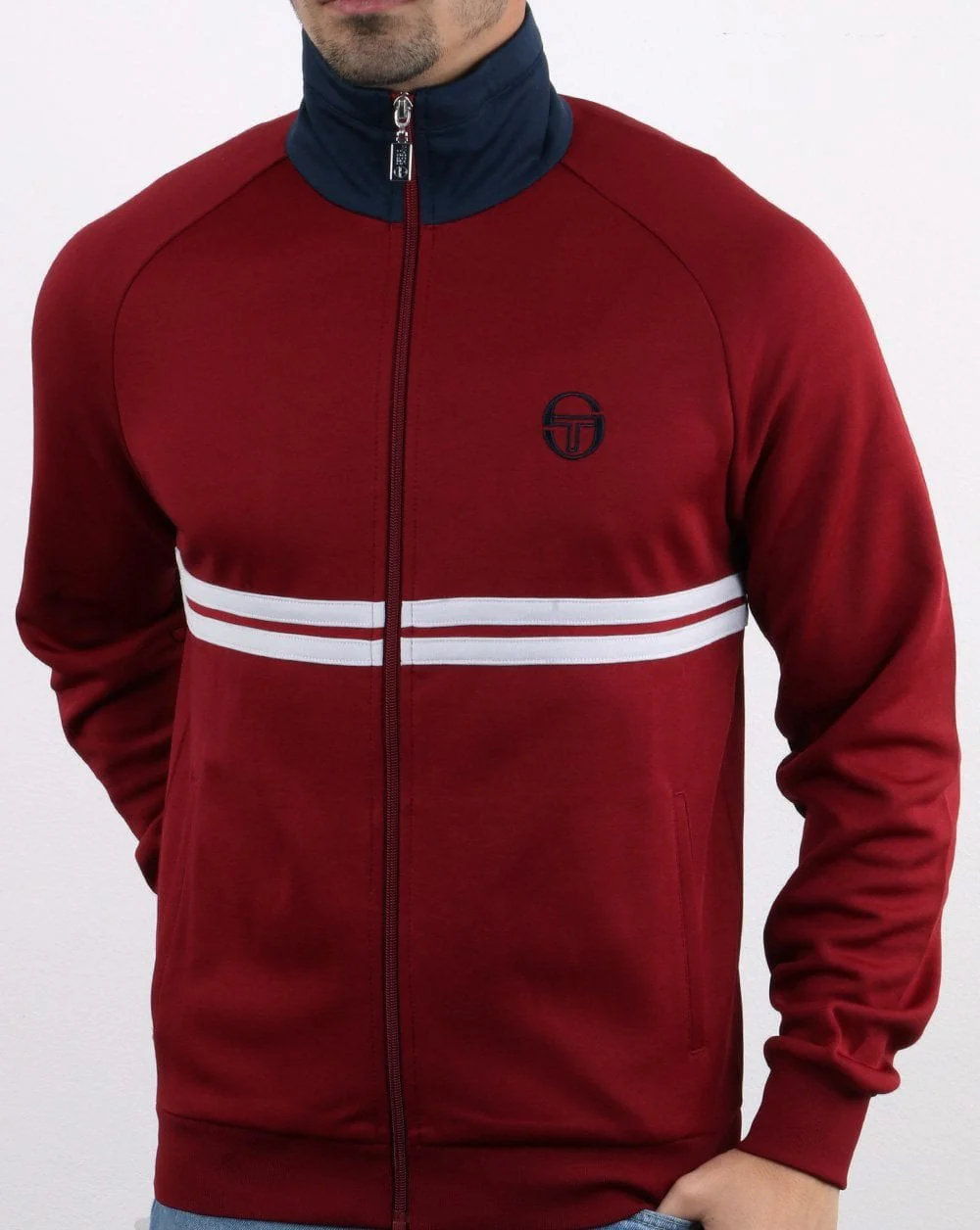 Sergio Tacchini Dallas Track Top Burgundy Red/Navy - Image 3