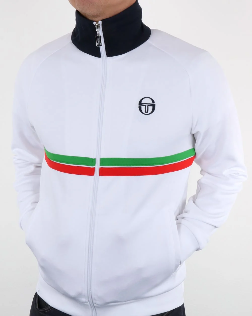 Sergio Tacchini Dallas Track Top White/Green/Red - Image 3