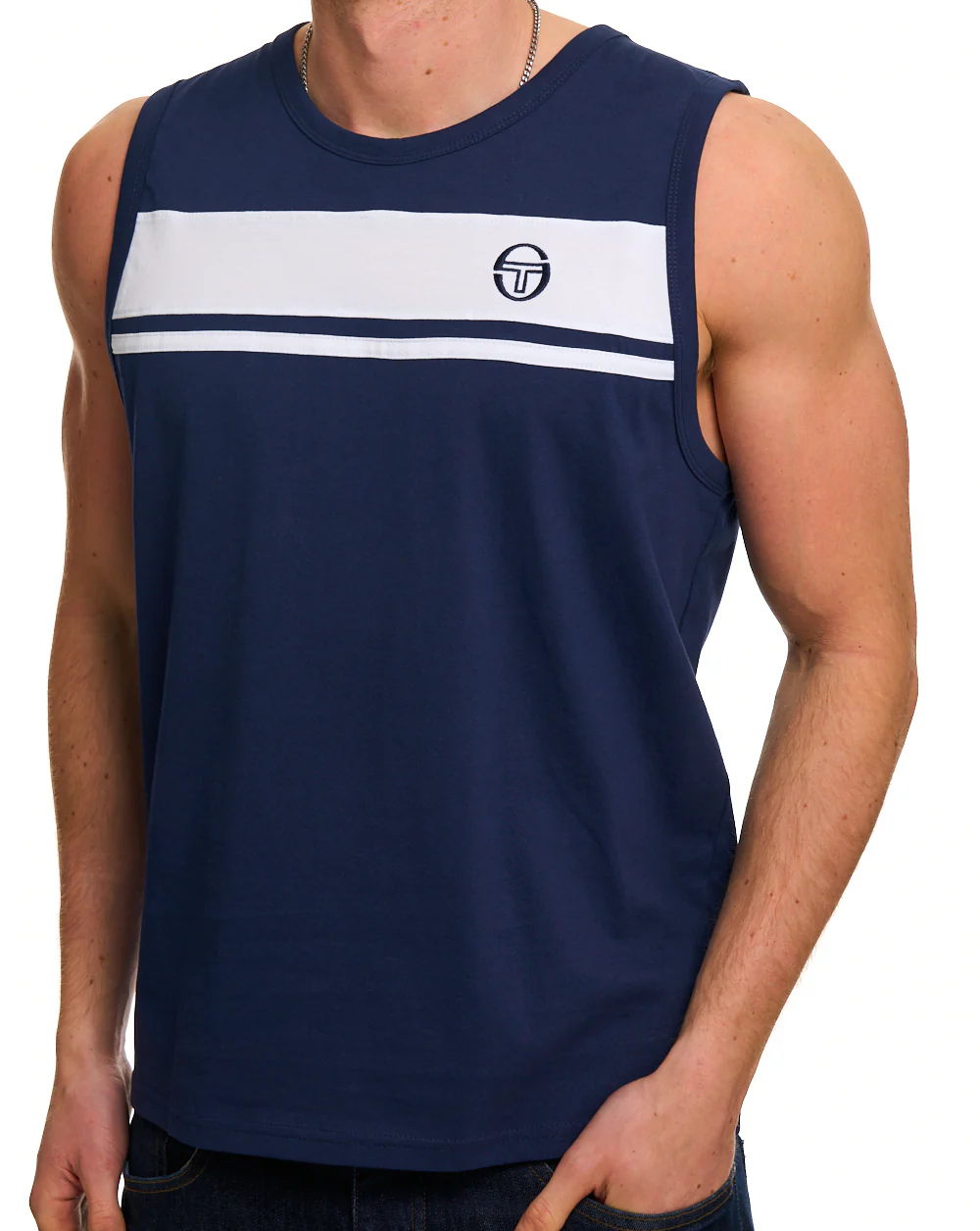Sergio Tacchini Masters Vest Navy Blue/White - Image 3