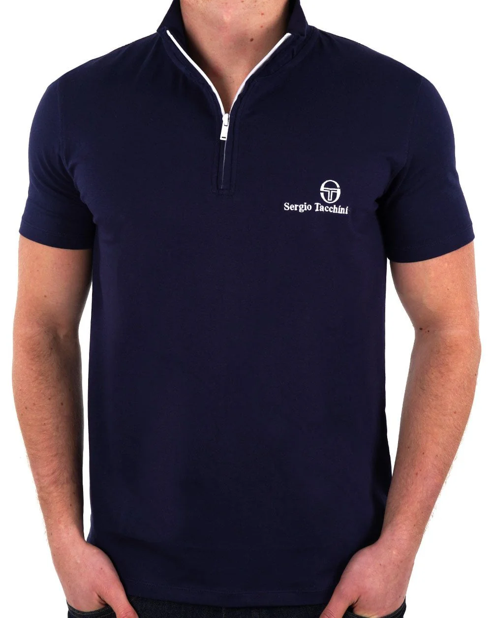 Sergio Tacchini Daytone 1/4 Zip Top Navy Blue - Image 3