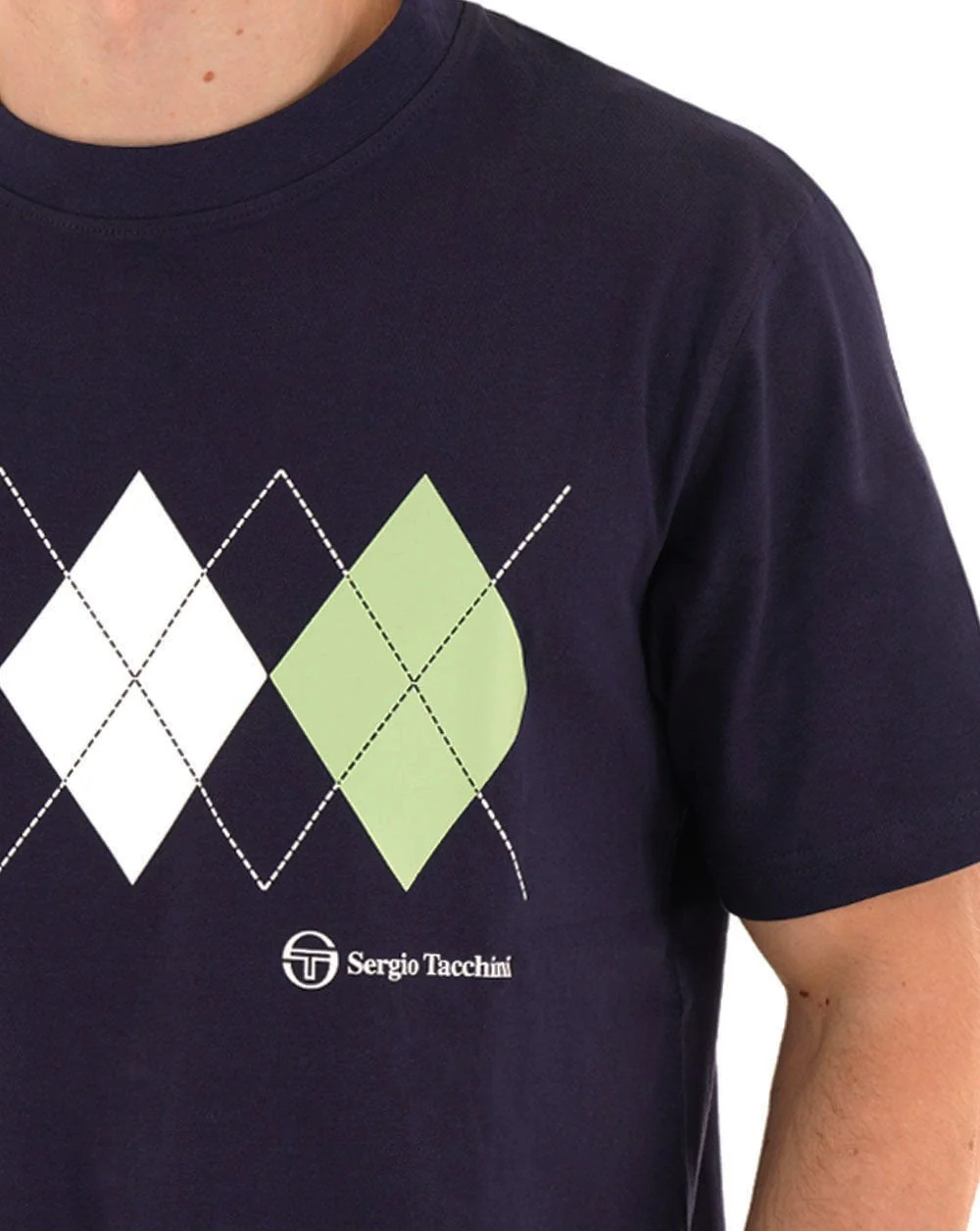 Sergio Tacchini Diamond T Shirt Navy / Green - Image 2
